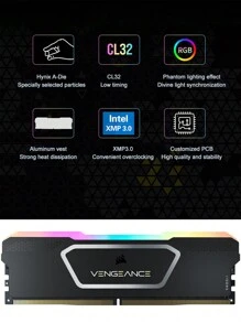 CORSAIR Módulo de memória DDR5 CORSAIR VENGEANCE RGB SL Hynix A-DIE 16 GB / 32 GB Kit 6000 6400 7200 MHz C32/C34 XMP 3.0 para Desktop