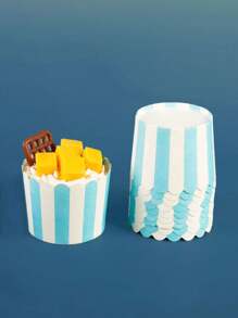 40入組，條紋瑪芬杯紙杯，一次性耐油點心紙套，小型瑪芬蛋糕紙杯，機器製造杯 - 彩色 - 查看 2