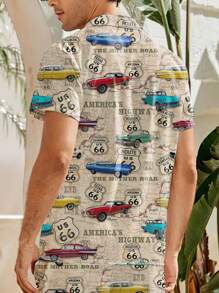 Fashionable & Elegant Digital Printed Abstract Pattern Hawaiian Short Sleeve Shirt For Men, New Arrival - Multicolor - View 2