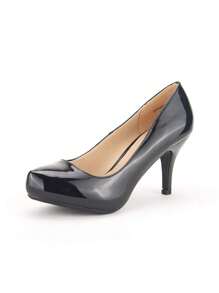 Women's Low Stiletto Heel Classic Elegant Versatile Dress Platform Office Work Pumps Shoes - màu đen - Xem 4
