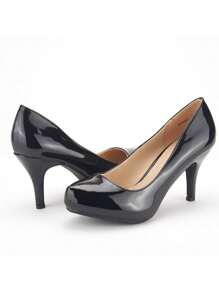 Women's Low Stiletto Heel Classic Elegant Versatile Dress Platform Office Work Pumps Shoes - màu đen - Xem 5