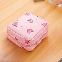 1 pieza Bolsa de almacenaje de forro impermeable, portátil, con gran capacidad para Toalla sanitaria, toalla para la tía, periodo fisiológico y toallita para los días de flujo menstrual. Bolsa de almacenamiento personal - Multicolor - Ver 3