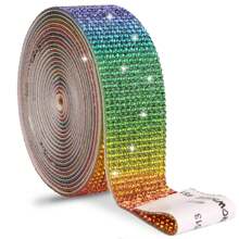 12排自粘鑲嵌石帶，DIY串珠筆，玻璃石貼紙，服裝鞋履熱轉印膠帶