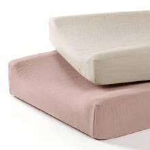 2 paquetes de Funda de colchoneta de cambio de pañales de muselina, Cubiertas de mesa cambiadora de bebé, Cubiertas de mesa cambiadora de muselina para niños y niñas, se ajusta a tamaño estándar de almohadillas de cambio, 32"X16"X4", Regalos y decoraciones para baby shower