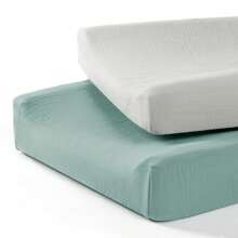 2 paquetes de Funda de colchoneta de cambio de pañales de muselina, Cubiertas de mesa cambiadora de bebé, Cubiertas de mesa cambiadora de muselina para niños y niñas, se ajusta a tamaño estándar de almohadillas de cambio, 32"X16"X4", Regalos y decoraciones para baby shower