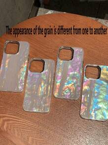 Funda de teléfono con patrón de concha asimétrica holográfica láser compatible con iPhone, resistente al agua, a los golpes y a los arañazos