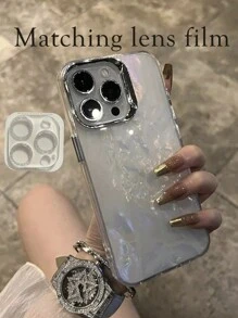 Funda de teléfono con patrón de concha asimétrica holográfica láser compatible con iPhone, resistente al agua, a los golpes y a los arañazos