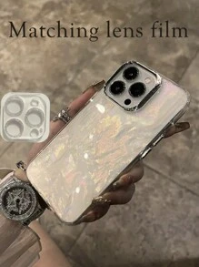 Funda de teléfono con patrón de concha asimétrica holográfica láser compatible con iPhone, resistente al agua, a los golpes y a los arañazos