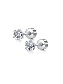CIZME 2 piezas Pendientes de cartílago con circonita cúbica y ópalo plateado, anillos para el labio, joyería de piercing para cartílago/trago/hélice/concha, pendientes de cartílago/trago/hélice de acero inoxidable para mujer, pendiente de cartílago de 16G, pendientes de hélice con respaldo plano para cartílago, concha, joyería de piercing para mujer, pendientes de trago de 16G para mujer, pendientes de cartílago con respaldo plano de acero inoxidable, pendientes de botón con respaldo plano para labrete, concha, hélice, cartílago, trago, joyería de piercing