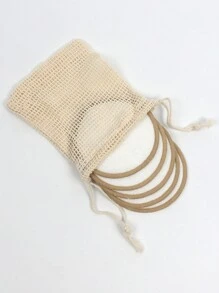 5/10/20 片装卸妆棉带储物袋，柔软可重复使用，适用于清洁剂，可清洗可重复使用的圆形竹垫，适合所有皮肤类型 - 彩色 - 查看 14