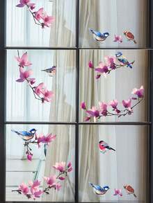 1pc Simple Branch, Bird, And Flower Wall Sticker For Home Decor, Electrostatic Glass & Window Sticky, Self-Adhesive Waterproof Decal Vinyl Decal,For Bedroom Decor,Room Decor Items,For Halloween Decor,Fall Decor,Classroom Decorations,Removable Sticker - Multicolor - View 8