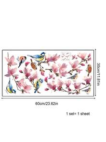 1pc Simple Branch, Bird, And Flower Wall Sticker For Home Decor, Electrostatic Glass & Window Sticky, Self-Adhesive Waterproof Decal Vinyl Decal,For Bedroom Decor,Room Decor Items,For Halloween Decor,Fall Decor,Classroom Decorations,Removable Sticker - Multicolor - View 5