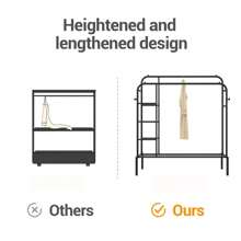 Double Pole Portable Drying Rack For Hanging Clothes, Metal Drying Rack With Three Side Shelves And One Lower Shelf And 4 Hooks, Freestanding Drying Rack For Bedroom, Space Saving - Black - View 7