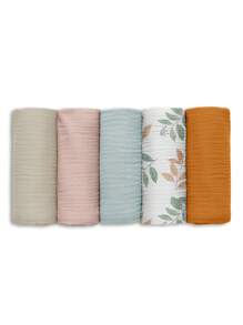 GLLQUEN BABY Baby Swaddle Blankets, Neutral Burp Cloths Receiving Blanket Swaddling For Newborn Boys And Girls, 5 Packs Breathable And Skin-Friendly Swaddle Wrap For Infant Baby, Oeko-Tex Certificated - Leaves - View 11