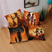 4pcs, African Woman Throw Pillow Cover, Sofa Chair Decoration, 100% Polyester Peach Skin Velvet, Double-Sided Printed Cushion Cover, Throw Pillow Cover, Home Decoration (17.71''x17.71''/45cm*45cm)