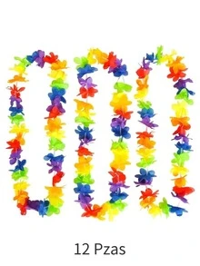 Set de 12 Collares Florales Hawaianos - Collar Multicolor Lei para Fiesta, Celebración, Boda y Bautizo - Multicolor - Ver 9