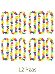 Set de 12 Collares Florales Hawaianos - Collar Multicolor Lei para Fiesta, Celebración, Boda y Bautizo - Multicolor - Ver 7