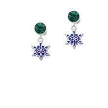 Delight Jewelry 3-D Blue Snowflake With AB Crystal Crystal Clip On Earrings - 綠水晶 - 查看 2