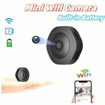 1 cámara inteligente Mini, cámara de vigilancia H6 con visión nocturna IR para revisión remota de APP móvil WiFi, cámara de seguridad para casa, cámara de mascotas y niñera