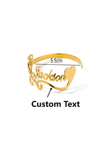 Pulseras personalizadas con dos nombres para mujeres, brazalete de doble nombre de acero inoxidable con corazón de vid, pulsera de color dorado joyería personalizada regalo - Amarillo Oro - Ver 7