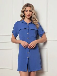 Women Short Dresses - 藍色 - 查看 5