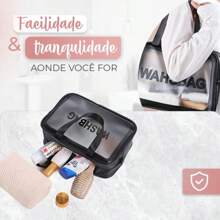 Bolsa Nécessaire De Maquiagem De Cosméticos Feminina - Rosê - Visão 5