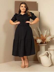 Women Midi Dresses - Navy Blue - View 4