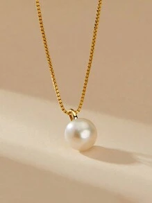 1pc Elegant Pearl Necklace, Gold-Plated Chain, Suitable For Daily Wear And Special Occasions, Perfect Holiday Gift For Women, Fashionable And Sexy Jewelry - Multicolor - View 10