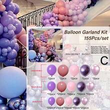 WellParti 乳膠粉紫色氣球花環拱門套裝，性別揭曉，婚禮，生日，週年慶典，畢業典禮，假日，室內室外裝飾，派對裝飾用品。 - 彩色 - 查看 13