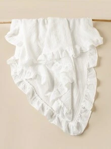 1 pieza Manta suave y transpirable con volantes de gasa para bebé, adecuada como manta de envolver, manta parasol para cochecito, toalla de baño y mantel para la guardería, ideal para el Día de San Valentín