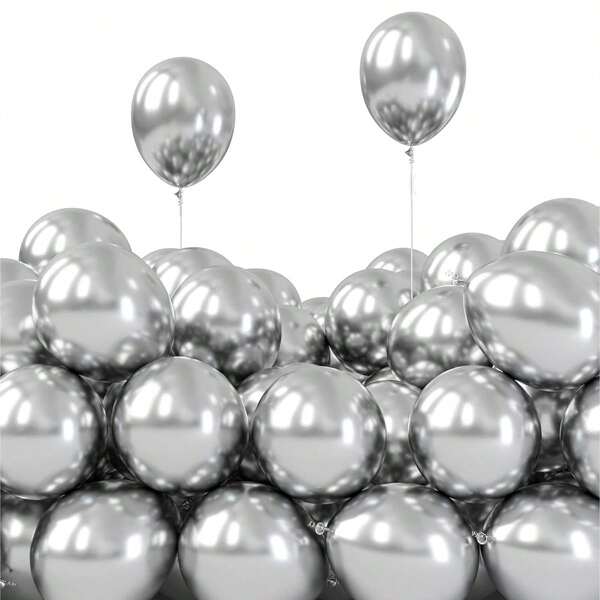 50 piezas de globos metalizados cromados y plateados de 5 pulgadas para decoración de fiestas de cumpleaños y bodas