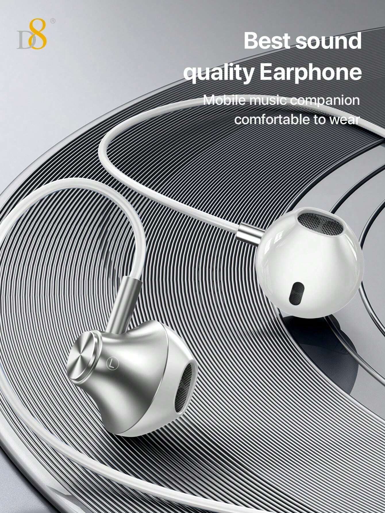 D8 D8 Type C Headphones In Ear Earphones Earbuds With Mic And Volume