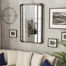 Decorative Wall Mirror 36x24 Inch Rectangular Accent Mirror With Metal Tube Edge For Livingroom Dining Room Bedroom Hallway - Black - View 7