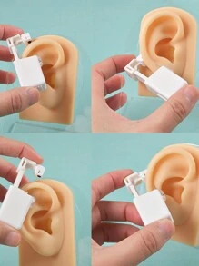 1PC Easy To Use Disposable Sterile Ear Piercer With Flower Gem Ball Buckle Set Piercing Gun Body Piercing Jewelry Valentines - Silver - View 5