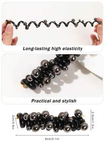 3pcs Women's Cute Faux Pearl Spiral Hair Tie, Women's Hair Ties, Hair Ties & Elastic Pearl Spiral Hair Ropes For Ponytail Or Braiding, Fashionable Hair Accessories Elegant, Hair Bobbles