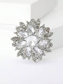 1pc Fashionable Rhinestone Flower Brooch Suitable For Daily Wear By Women Valentines,Mom,Mother,Mother's Day,Gift