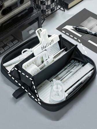 Large Capacity Pencil Case, Stationery Bag, Pencil Box, Big Size Pencil Case, Handheld Pencil Box, Stationery Box, Cosmetic Bag, Makeup Bag, Portable Gift, Suitable For Office, School, Teens, Girls, Boys Back To School,Pencil Pouch,School Bag