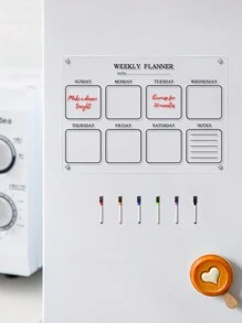 1pc Acrylic Magnetic Dry Erase Board, Fridge Calendar/Weekly Planner, Magnetic Clear Refrigerator Memo/Message/Reminder Board, Wall Hanging Display Board For Home Best Gifts Birthday
