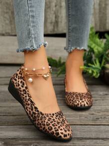 Women Wedge Elastic Band Flats Fashionable Formal High Heels Stylish Wedge Casual Loafers Valentines - Multicolor - View 3