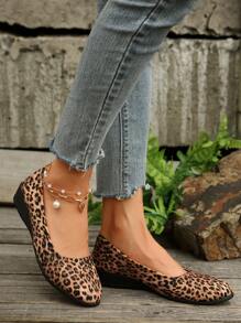 Women Wedge Elastic Band Flats Fashionable Formal High Heels Stylish Wedge Casual Loafers Valentines - Multicolor - View 4