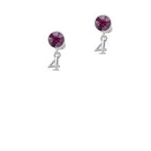 Delight Jewelry Small Number - 4 - Crystal Clip On Earrings - 紫色水晶 - 查看 1