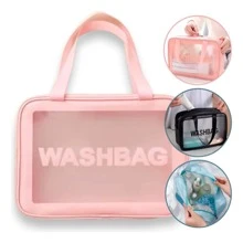 Bolsa Nécessaire De Maquiagem De Cosméticos Feminina - Rosê - Visão 3