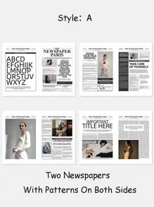 2Pcs English Newspaper Photography Props Fashion Clothing Home Decor Food Photography Background Props Flower Wrapping Paper Atmosphere Decoration Gifts Birthday Graduation