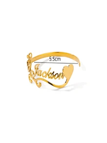 Pulseras personalizadas con dos nombres para mujeres, brazalete de doble nombre de acero inoxidable con corazón de vid, pulsera de color dorado joyería personalizada regalo - Amarillo Oro - Ver 6