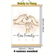 1Pc Customize Wooden Frame Hanging Scroll Painting, Personalized Surname Canvas Poster, Custom Hand Wall Art Canvas Poster, Family Art Printing Poster, Home Decoration Bedroom, Living Room, Study Decoration Painting, Perfect Family Holiday Birthday Gift, Valentine Day, Valentine Day Decor Gifts Graduation - Multicolor - View 25