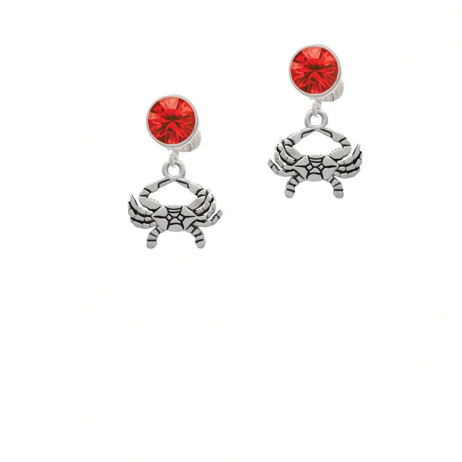 Delight Jewelry Crab Crystal Clip On Earrings - 紅水晶 - 查看 1