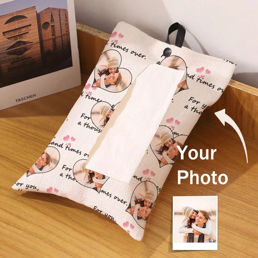 1 件个性化时尚定制图案/照片卫生巾纸巾收纳袋、布艺纸巾盒套、悬挂式纸巾架、家居装饰、纸巾收纳袋 - 彩色 - 查看 1