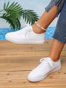 Zapatos blancos planos y elegantes para mujer, versátiles - Blanco - Ver 2