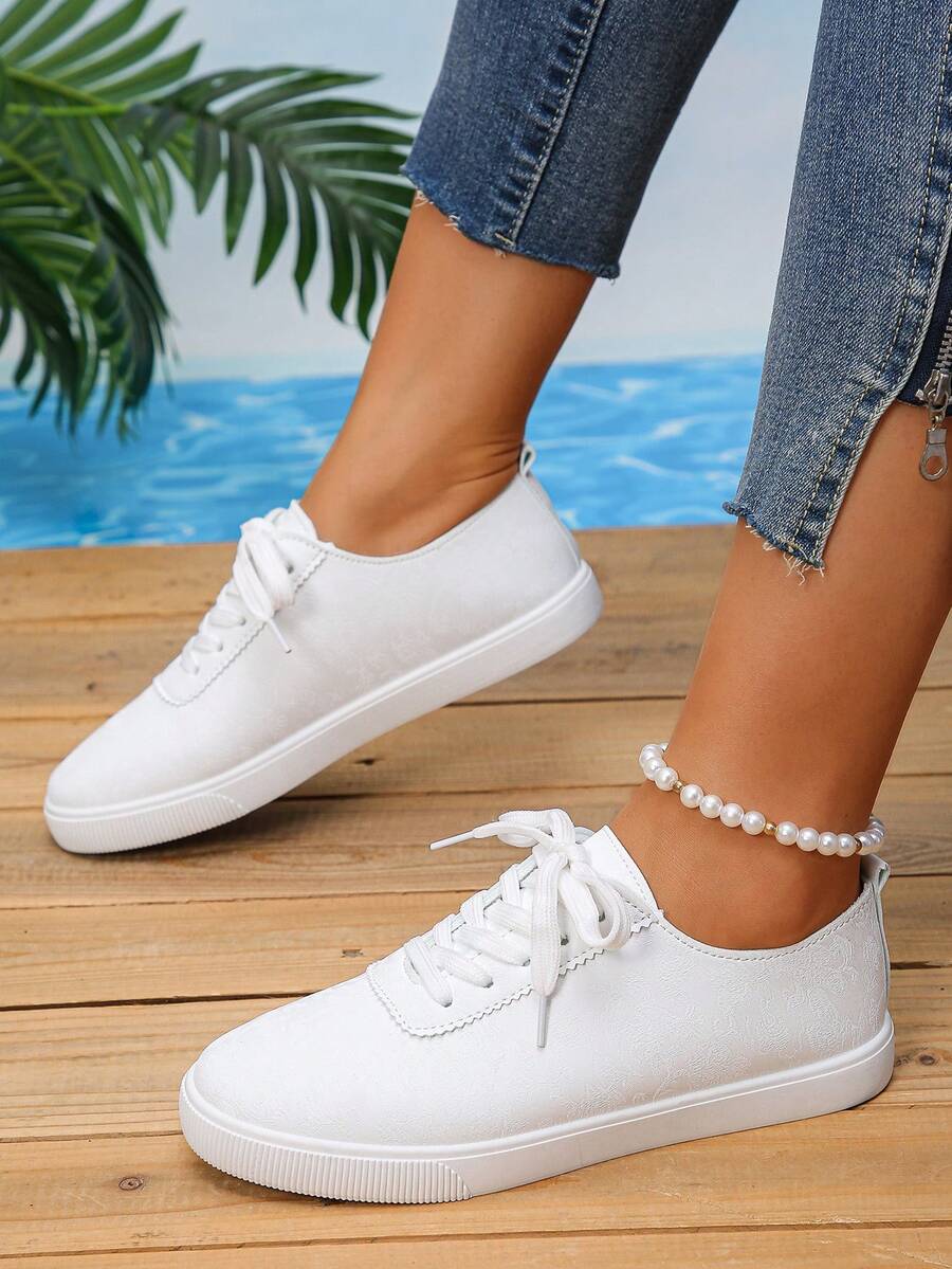 Zapatos blancos planos y elegantes para mujer, versátiles - Blanco - Ver 1