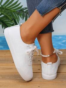 Zapatos blancos planos y elegantes para mujer, versátiles - Blanco - Ver 4